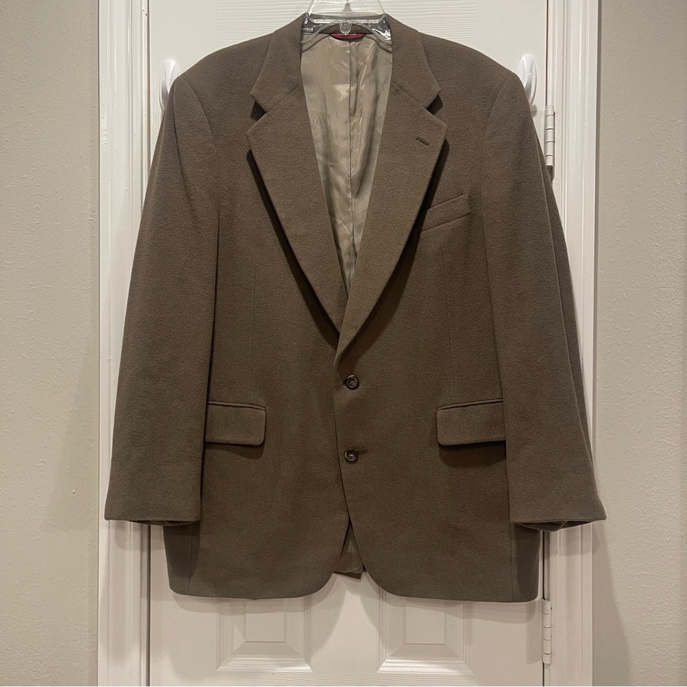 Vtg Jos A Bank Blazer Mens Large Brown 100% Camel Hair Lined Sport Coat Button - Picture 1 of 13